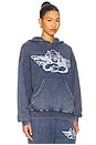 view 2 of 4 Stitch Me Up Racer Hoodie in Blue
