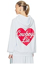 view 1 of 5 Cowboys Lie Terry Natural Racer Hoodie in Light Blue