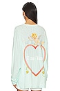 view 3 of 4 Head Over Heels Long Sleeve Boyfriend Tee in Aqua