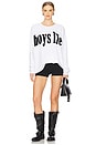 view 4 of 4 Don't Text Them Back Thermal Long Sleeve Top in White