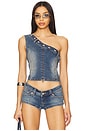 view 1 of 5 Party Half Denim Top in Blue