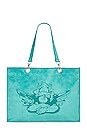 view 1 of 4 Velour Tote Bag in Turquoise