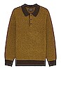 view 1 of 4 Knit Polo in Brown & Mustard