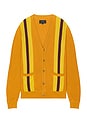 view 1 of 3 Cardigan Stripepatchwork Like Jacquard in Mustard