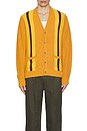 view 3 of 3 Cardigan Stripepatchwork Like Jacquard in Mustard