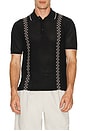 view 3 of 4 Knit Polo Mesh Stripe in Black