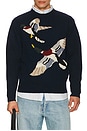 view 1 of 4 Crew Intarsia Duck Pattern Sweater in Navy