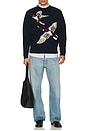 view 3 of 4 Crew Intarsia Duck Pattern Sweater in Navy