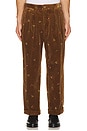 view 4 of 5 2 Pleats Trousers Corduroy Embroidery Like On Skier Print in Golden Brown