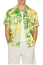 view 3 of 4 Open Collar Tropical Pattern Print in Yellow