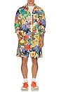 view 4 of 4 Mil Open Collar Tropical Pattern Print in Navy