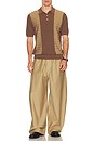 view 3 of 4 Knit Polo Front Stripe Jacquard in Brown