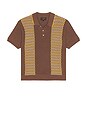 view 4 of 4 Knit Polo Front Stripe Jacquard in Brown