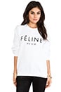 view 1 of 3 Feline Sweatshirt in White & Black