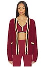 view 1 of 5 Gene Cardigan in Maroon Merlot Colorblock