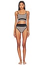 view 4 of 4 Eva Bikini Top in Taupe & Black Check