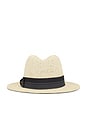 view 2 of 3 Roma Straw Fedora Hat in Natural & Black