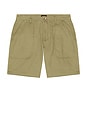 view 4 of 5 Surplus Vintage Wash Herringbone Shorts in Washed Olive Green