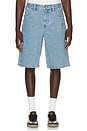 view 1 of 6 Builders Carpenter Baggy Short in Washed Blue Denim