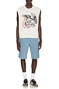 view 4 of 6 Builders Carpenter Baggy Short in Washed Blue Denim