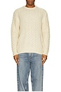 view 3 of 3 Classic Fisherman's Cable Knit Sweater in Oatmeal