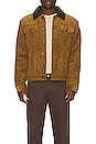 view 4 of 4 Builders Cable Stretch Sherpa Lined Trucker Jacket in Khaki Cord