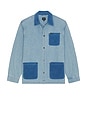 view 1 of 5 Herringbone Lightweight Chore Coat in Light Wash Denim