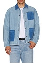 view 4 of 5 Herringbone Lightweight Chore Coat in Light Wash Denim