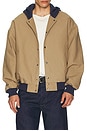 view 4 of 5 Canvas Hooded Bomber Jacket in Khaki & Mood Indigo