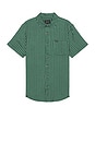 view 1 of 4 Charter Herringbone Stripe Short Sleeve Shirt in Trekking Green & Chinois
