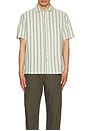 view 4 of 4 Cru Stripe Relaxed Short Sleeve Shirt in Beige, Pine Needle, & Aquatic Green