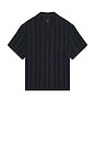 view 1 of 4 Bunker Waffle Stripe Short Sleeve Camp Collar Shirt in Washed Navy Stripe