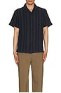 view 4 of 4 Bunker Waffle Stripe Short Sleeve Camp Collar Shirt in Washed Navy Stripe