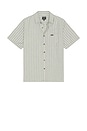 view 1 of 4 Cru Oxford Stripe Short Sleeve Shirt in Basalt Blue & Whitecap Stripe