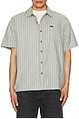 view 4 of 4 Cru Oxford Stripe Short Sleeve Shirt in Basalt Blue & Whitecap Stripe