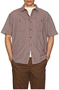 view 4 of 4 Micro Plaid Relaxed Short Sleeve Shirt in Cordovan Red Micro Plaid