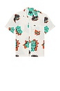 view 1 of 4 Cru Print Relaxed Short Sleeve Shirt in Off White & Aquatic Green Floral