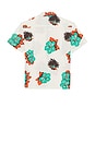 view 2 of 4 Cru Print Relaxed Short Sleeve Shirt in Off White & Aquatic Green Floral
