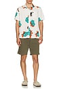 view 4 of 4 Cru Print Relaxed Short Sleeve Shirt in Off White & Aquatic Green Floral