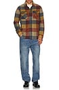 view 5 of 5 Bowery Artic Stretch Fleece Shirt in Rust & Copper Plaid