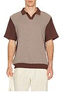 view 1 of 5 Theo Jacquard Short Sleeve Polo in Chocolate & Off White