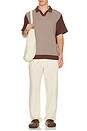 view 3 of 5 Theo Jacquard Short Sleeve Polo in Chocolate & Off White