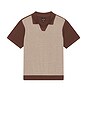 view 4 of 5 Theo Jacquard Short Sleeve Polo in Chocolate & Off White