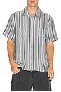 view 1 of 5 The Dexter Textured Stripe Short Sleeve Shirt in Black & Dusty Blue