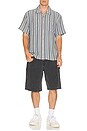 view 3 of 5 The Dexter Textured Stripe Short Sleeve Shirt in Black & Dusty Blue