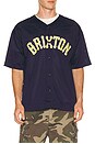 view 1 of 4 The Brixton Mesh Short Sleeve Baseball Jersey in Washed Navy