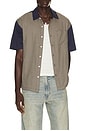 view 1 of 5 Cru Short Sleeve Shirt in Classic Navy Color Blocked