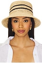 view 1 of 4 Ellee Straw Bucket Hat in Tan & Black