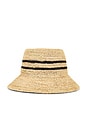 view 3 of 4 Ellee Straw Bucket Hat in Tan & Black