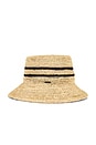 view 4 of 4 Ellee Straw Bucket Hat in Tan & Black